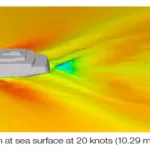 Wave pattern at sea surface at 20 knots (10.29 ms) for mesh 1