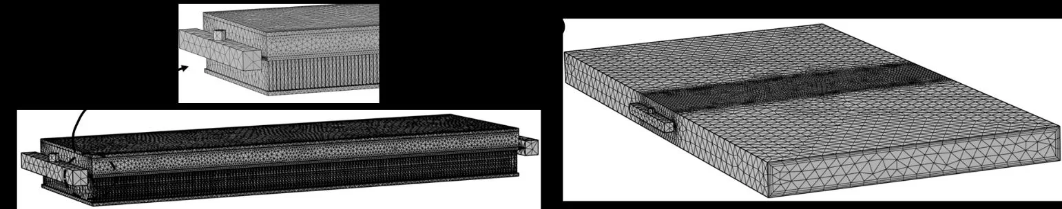 Fig. 2 Mesh grid generated for the PCM heat exchanger (a) minichannel heat exchanger (b Fig. 2 Mesh grid generated for the PCM heat exchanger (a) minichannel heat exchanger (b
