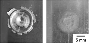 Figure 2: FSSW 공정의 단계별 모식도 (Plunging, Dwelling, Drawing).
