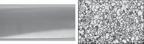 Fig. 5 Continuous casting sheets after machining and its microstructure Fig. 5 Continuous casting sheets after machining and its microstructure