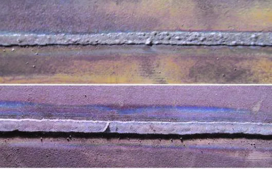 Fig. 8 Back view of welds from inside the pipe