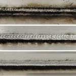 Figure 10. The weld formation on sample with: (a) oil; (b) water; (c) laser