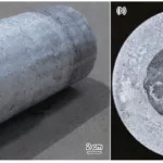 Fig.2 Macro–structural images of the stereoscopic (a) and cross–section (b) of the cladding 3003/4004 alloy circular ingot (A: the coarse grain zone, B: the fine grain zone)