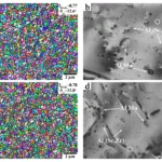 Figure 3. The microstructure in central part of stir zone in the hot rolled condition (a, b) and the cold rolled condition (c, d).